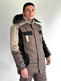 Костюм зимний Мега IMP (тк.Смесовая,240) брюки, коричневый/черный/бежевый 52-54/182-188