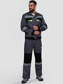 Костюм Ховард-1 IMP (тк.Смесовая,240) брюки, т.серый/черный/лимонный (48-50; 170-176)