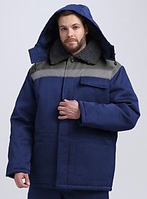 Куртка зимняя Бригада (тк.Смесовая,210), т.синий/серый (48-50) 96-100/170-176