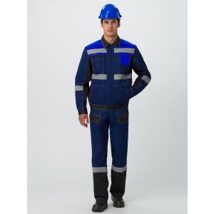 Костюм Виват-1 Премиум (тк.Смесовая,240) брюки, т.синий/черный/васильковый