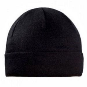 Шапка трикотажная с отворотом и флисом, черная