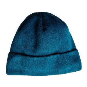 Шапка трикотажная с отворотом и флисом, бирюза