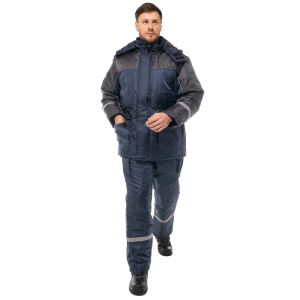 Костюм зимний Балтика (тк.Оксфорд) п/к, т.синий/серый
