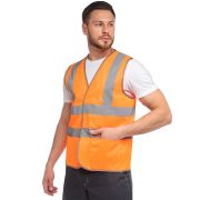 Жилет сигнальный арт. J04К оранжевый флуоресцентный с карманами